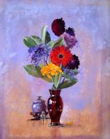 Flower Paintings - Bouquet With Reliquary - Casein On Paper